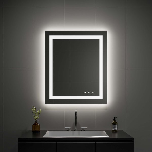 Lily Frameless Rectangle Bathroom Mirror with Adjustable LED Lighting