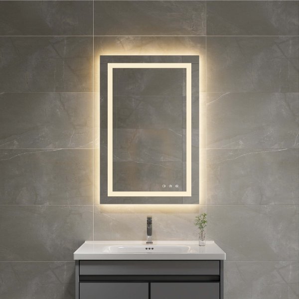 Lily Frameless Rectangle Bathroom Mirror with Adjustable LED Lighting