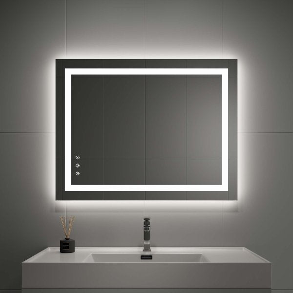 Lily Frameless Rectangle Bathroom Mirror with Adjustable LED Lighting