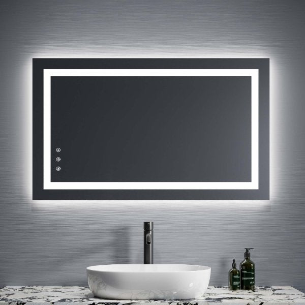 Lily Frameless Rectangle Bathroom Mirror with Adjustable LED Lighting