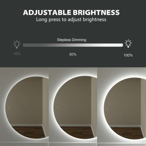 Nora Half Moon Bathroom Mirror with Adjustable Lighting