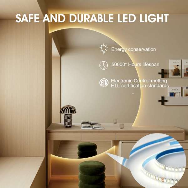 Nora Half Moon Bathroom Mirror with Adjustable Lighting