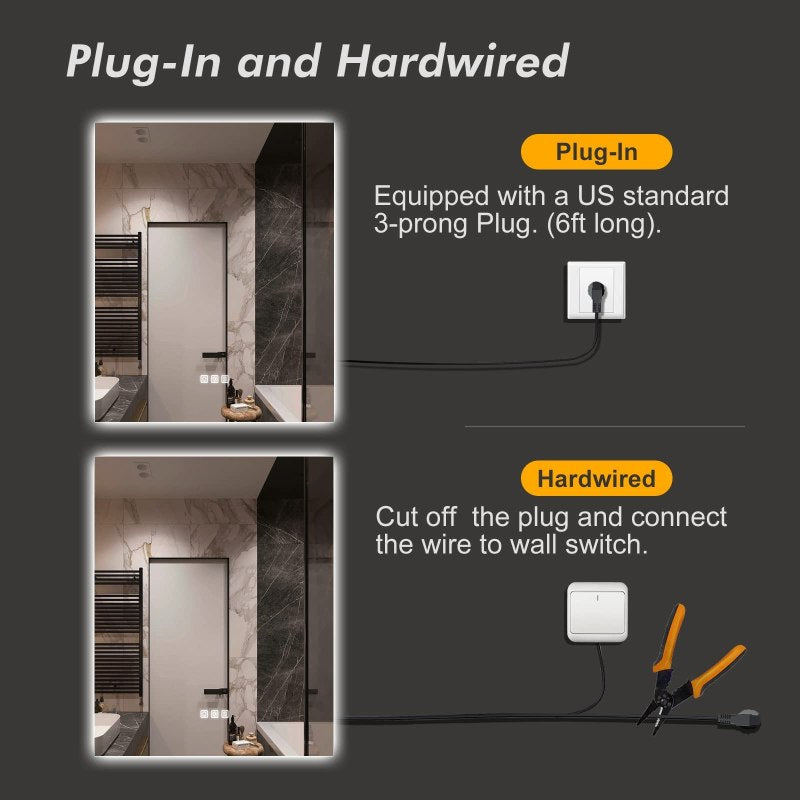 Emma 48×24 Inch LED Frameless Bathroom Mirror