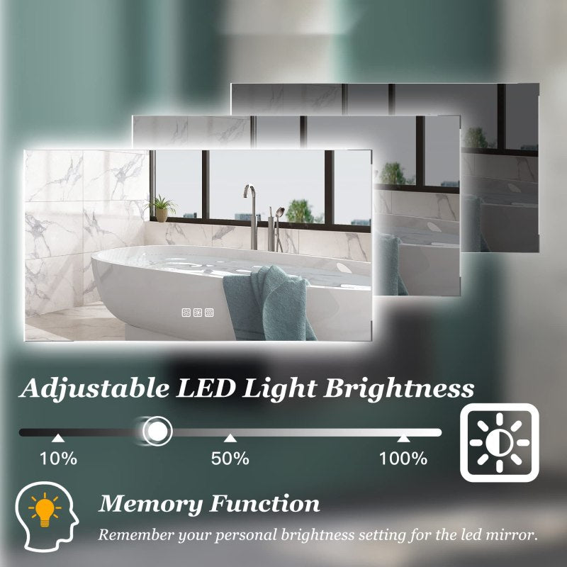Emma 48×24 Inch LED Frameless Bathroom Mirror