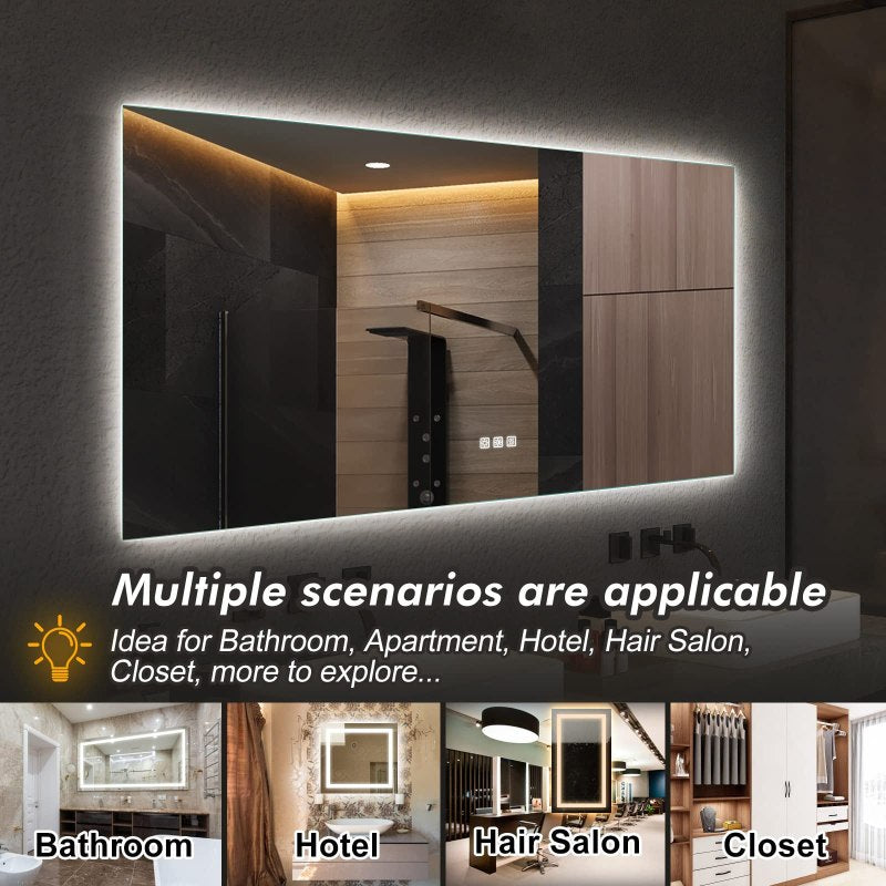 Emma 48×24 Inch LED Frameless Bathroom Mirror