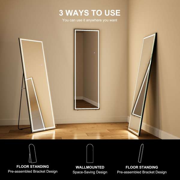 Ella Framed Full-Length Mirror with Adjustable Lighting