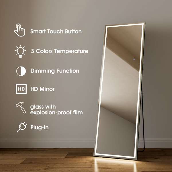 Ella Framed Full-Length Mirror with Adjustable Lighting