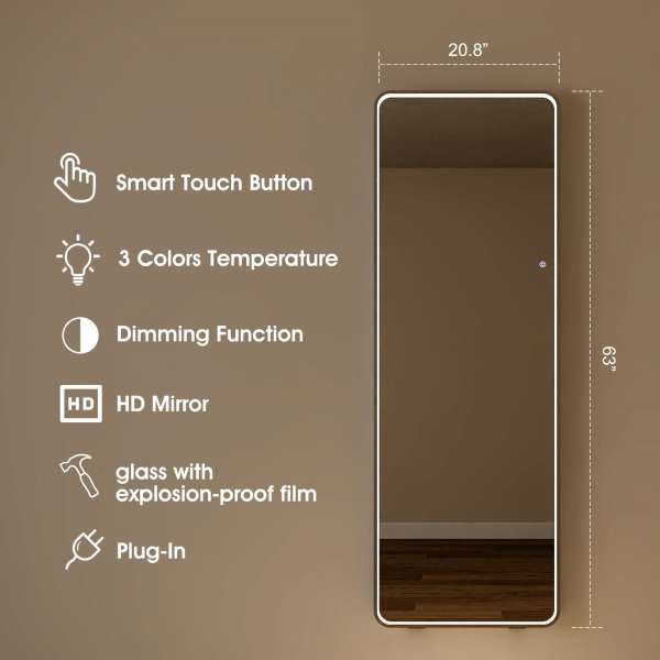 Maya Framed Full-Length Mirror with Adjustable Lighting