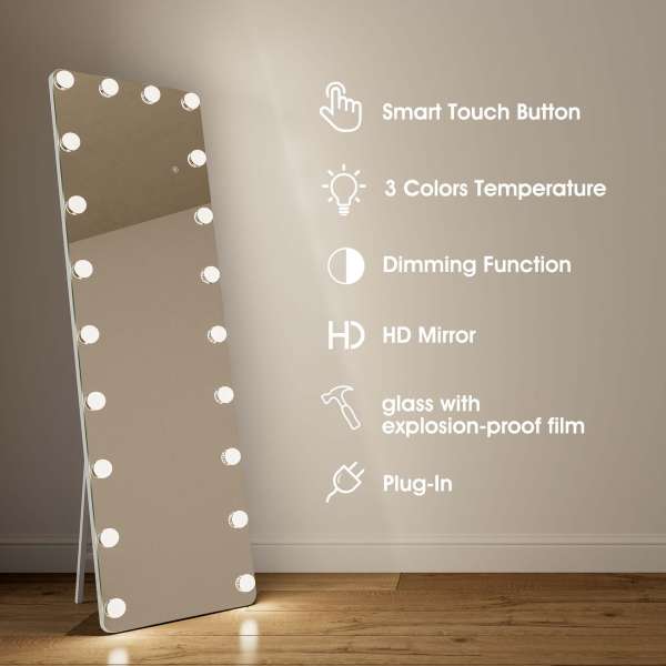 Chloe Hollywood Full-Length Mirror with Adjustable Lighting
