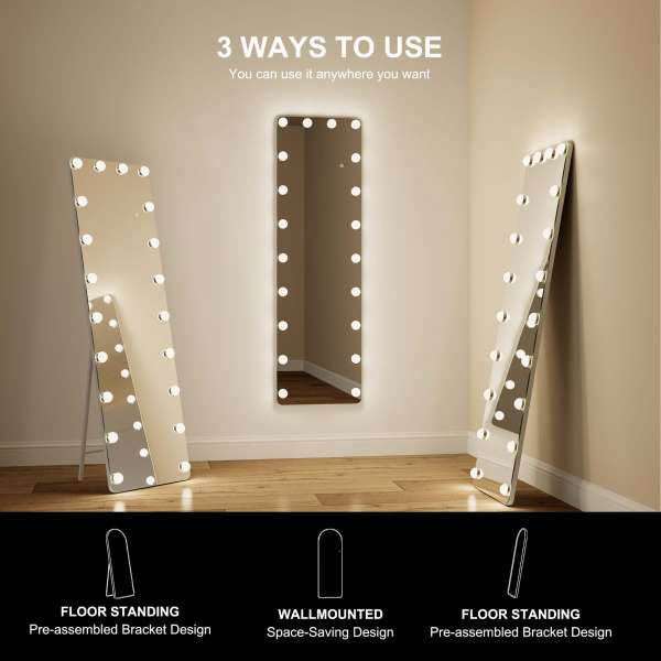 Chloe Hollywood Full-Length Mirror with Adjustable Lighting