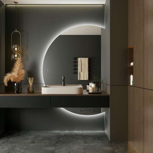 Nora Half Moon Bathroom Mirror with Adjustable Lighting