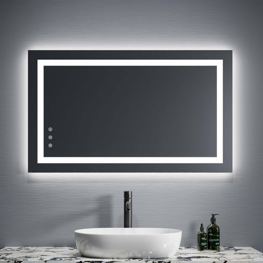 Lily Frameless Rectangle Bathroom Mirror with Adjustable LED Lighting